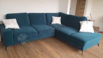 Aranżacja: Welurowy narożnik z funkcją spania Flavio Slim turkusowy 255x214cm prawy