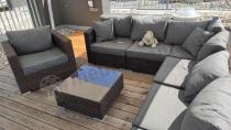 Aranżacja: Wypoczynkowe meble z technorattanu LIGURITO VIII Brown Elite & Grey + fotel