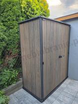 Aranżacja: Wysoka szafa ogrodowa z dwiema półkami Keter Deco Vertical Shed 1400 L Walnut