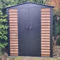 Aranżacja: Wzmacniany domek narzędziowy metalowy Dettel Plus 180x120x205cm - drzwi na zawiasach - Wooden