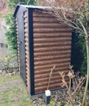 Aranżacja: Wzmacniany domek narzędziowy metalowy Dettel Plus 180x120x205cm - drzwi na zawiasach - Wooden