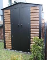 Aranżacja: Wzmacniany domek narzędziowy metalowy Dettel Plus 180x120x205cm - drzwi na zawiasach - Wooden