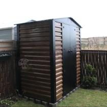 Aranżacja: Wzmacniany domek narzędziowy metalowy Dettel Plus 180x120x205cm - drzwi na zawiasach - Wooden