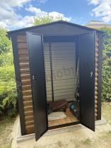 Aranżacja: Wzmacniany domek narzędziowy metalowy Dettel Plus 180x120x205cm - drzwi na zawiasach - Wooden