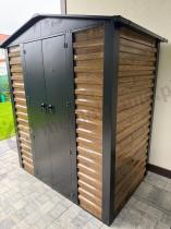 Aranżacja: Wzmacniany domek narzędziowy metalowy Dettel Plus 180x120x205cm - drzwi na zawiasach - Wooden