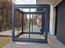 Aranżacja: Wzmacniany domek narzędziowy metalowy Dettel Plus 180x180x205cm - drzwi na zawiasach - Antracite A16