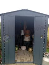 Aranżacja: Wzmacniany domek narzędziowy metalowy Dettel Plus 180x180x205cm - drzwi na zawiasach - Antracite A16