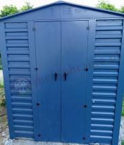 Aranżacja: Wzmacniany domek narzędziowy metalowy Dettel Plus 180x180x205cm - drzwi na zawiasach - Antracite A16