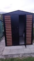 Aranżacja: Wzmacniany domek narzędziowy metalowy Dettel Plus 180x180x205cm - drzwi na zawiasach - Wooden