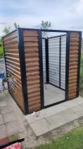 Aranżacja: Wzmacniany domek narzędziowy metalowy Dettel Plus 180x180x205cm - drzwi na zawiasach - Wooden