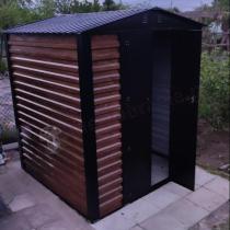 Aranżacja: Wzmacniany domek narzędziowy metalowy Dettel Plus 180x180x205cm - drzwi na zawiasach - Wooden