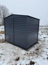 Aranżacja: Wzmacniany domek narzędziowy metalowy Dettel Plus 240x180x205cm - drzwi na zawiasach - Antracite A16