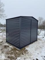 Aranżacja: Wzmacniany domek narzędziowy metalowy Dettel Plus 240x180x205cm - drzwi na zawiasach - Antracite A16