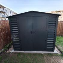 Aranżacja: Wzmacniany domek narzędziowy metalowy Dettel Plus 240x180x205cm - drzwi na zawiasach - Antracite A16