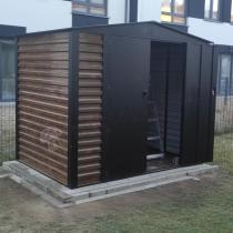 Aranżacja: Wzmacniany domek narzędziowy metalowy Dettel Plus 240x180x205cm - drzwi na zawiasach - Wooden