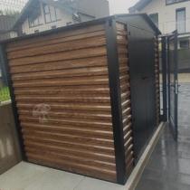 Aranżacja: Wzmacniany domek narzędziowy metalowy Dettel Plus 240x180x205cm - drzwi na zawiasach - Wooden