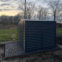 Aranżacja: Wzmacniany domek narzędziowy metalowy Dettel Plus 240x240x205cm - drzwi na zawiasach - Antracite A16