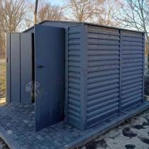 Aranżacja: Wzmacniany domek narzędziowy metalowy Dettel Plus 240x240x205cm - drzwi na zawiasach - Antracite A16