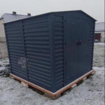 Aranżacja: Wzmacniany domek narzędziowy metalowy Dettel Plus 240x240x205cm - drzwi na zawiasach - Antracite A16