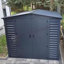 Aranżacja: Wzmacniany domek narzędziowy metalowy Dettel Plus 240x240x205cm - drzwi na zawiasach - Antracite A16