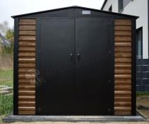 Aranżacja: Wzmacniany domek narzędziowy metalowy Dettel Plus 240x240x205cm - drzwi na zawiasach - Wooden