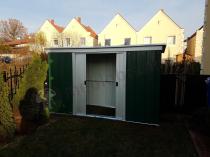 Aranżacja: Yardmaster 104 GPZ szopa ogrodowa metalowa Emerald Dark (~3,5m2)