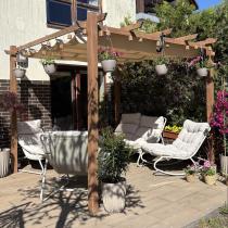 Aranżacja: Zadaszenie na taras 3x3m Pergola Kirn - Cream Wood