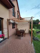 Aranżacja: Zadaszenie na taras z zasłonami 3x3m Pergola Kirn - Cream Wood