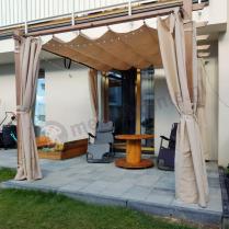 Aranżacja: Zadaszenie na taras z zasłonami 3x3m Pergola Kirn - Cream Wood
