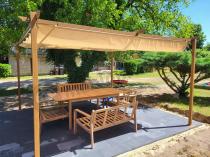 Aranżacja: Zadaszenie tarasu 4x4 pergola Niro imitacja drewna - Cream Wood