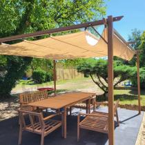 Aranżacja: Zadaszenie tarasu 4x4 pergola Niro imitacja drewna - Cream Wood