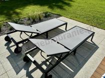 Aranżacja: Zestaw Aluminiowych leżaków ogrodowych na kółkach Ahelo - Silver + Black 2 szt.
