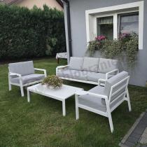 Aranżacja: Zestaw białych mebli na taras - sofa 173cm i 2 fotele - Famolo