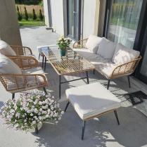 Aranżacja: Zestaw kawowy rattanowy rope ze stolikiem Torgiano Dining naturalny