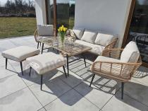 Aranżacja: Zestaw kawowy rattanowy rope ze stolikiem Torgiano Dining naturalny