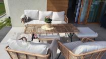 Aranżacja: Zestaw kawowy rattanowy rope ze stolikiem Torgiano Dining naturalny