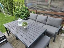 Aranżacja: Zestaw mebli aluminiowych z wysokim stołem i pufami Calamba Dining - Antracite