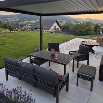 Aranżacja: Zestaw mebli aluminiowych z wysokim stołem i pufami Calamba Dining - Antracite