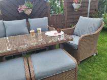 Aranżacja: Zestaw mebli na taras dla 7 osób z sofą 180cm Novici Dining Brown