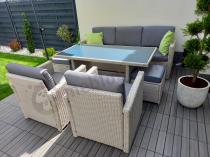 Aranżacja: Zestaw mebli obiadowych z technorattanu Cofete Dining – Grey