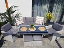Aranżacja: Zestaw mebli obiadowych z technorattanu Cofete Dining – Grey