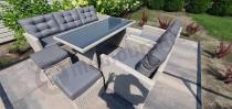 Aranżacja: Zestaw mebli obiadowych z technorattanu Cofete Dining – Grey Cofete 2.0