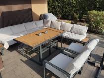 Aranżacja: Zestaw mebli ogrodowych dla 10 osób z modułowym narożnikiem 280x280cm Panaon Corner XXL Light Beige Teak