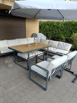 Aranżacja: Zestaw mebli ogrodowych dla 10 osób z modułowym narożnikiem 280x280cm Panaon Corner XXL Light Beige Teak