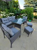 Aranżacja: Zestaw mebli ogrodowych z wysokim stołem, sofą 175cm i fotelami Perata Dining Anthracite