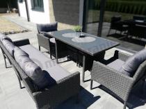 Aranżacja: Zestaw mebli ogrodowych z wysokim stołem, sofą 175cm i fotelami Perata Dining Anthracite