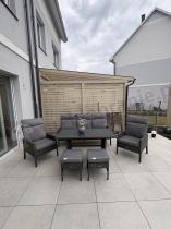 Aranżacja: Zestaw mebli ogrodowych z wysokimi oparciami, stołem, sofą 175cm Lirata Dining Antracytowy