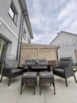 Aranżacja: Zestaw mebli ogrodowych z wysokimi oparciami, stołem, sofą 175cm Lirata Dining Antracytowy
