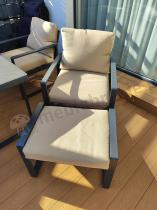 Aranżacja: Zestaw mebli tarasowych - sofa 175cm, 2 fotele, 2 pufy, stolik szklany blat - Panaon Elite Plus Beige