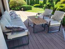 Aranżacja: Zestaw mebli tarasowych - sofa 175cm, 2 fotele, stolik kawowy - Panaon Dining LB Teak